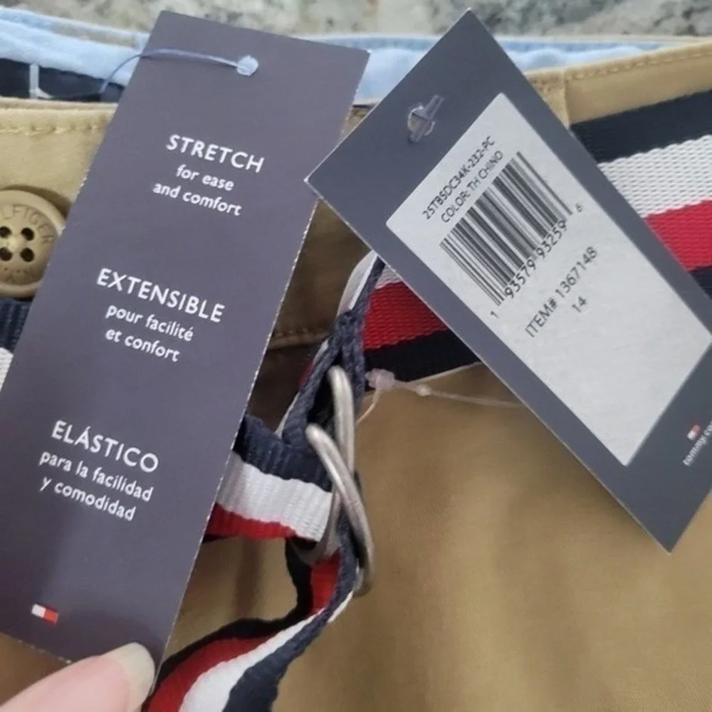 Tommy Hilfiger Boys Khaki Shorts Belted Size 14 New With Tags Casual Classic